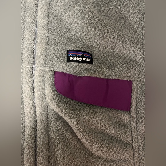 Patagonia Polyester Fleece Gray and Purple Full-Zip Pocketed Vest Outdoor Hiking - Picture 5 of 11